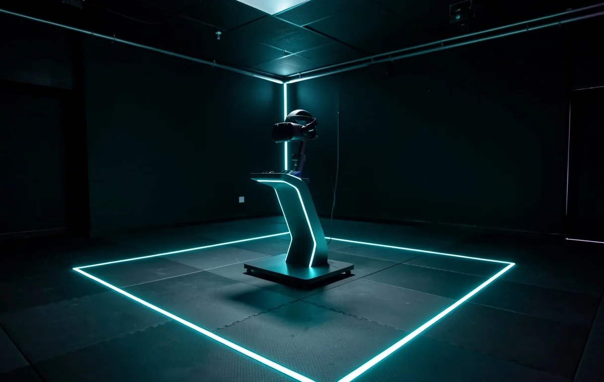Estación de realidad virtual con espacio amplio y configuración segura