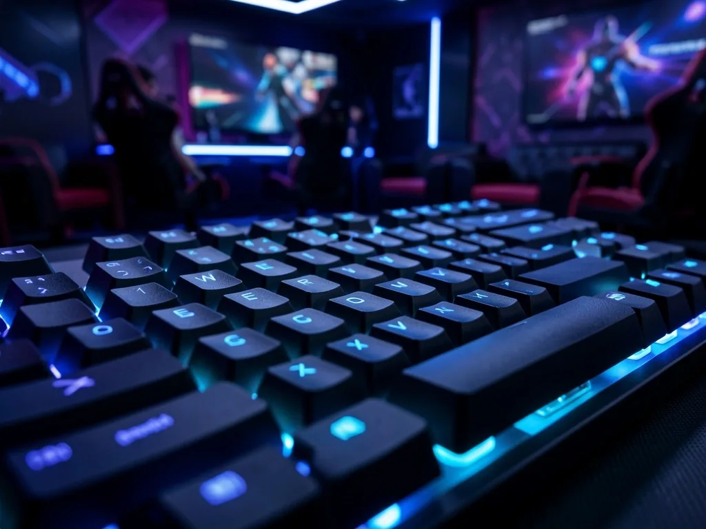 Teclado mecánico retroiluminado de cerca